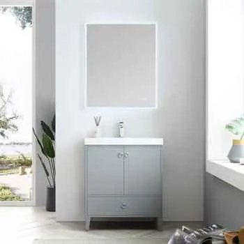 Aria 32'' Oak Vanity - Bathroom Cabinet & Mirror - VanitySale