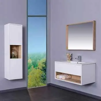 Oak Linen Cabinet - Atlanta 39'' Bathroom Storage - VanitySale