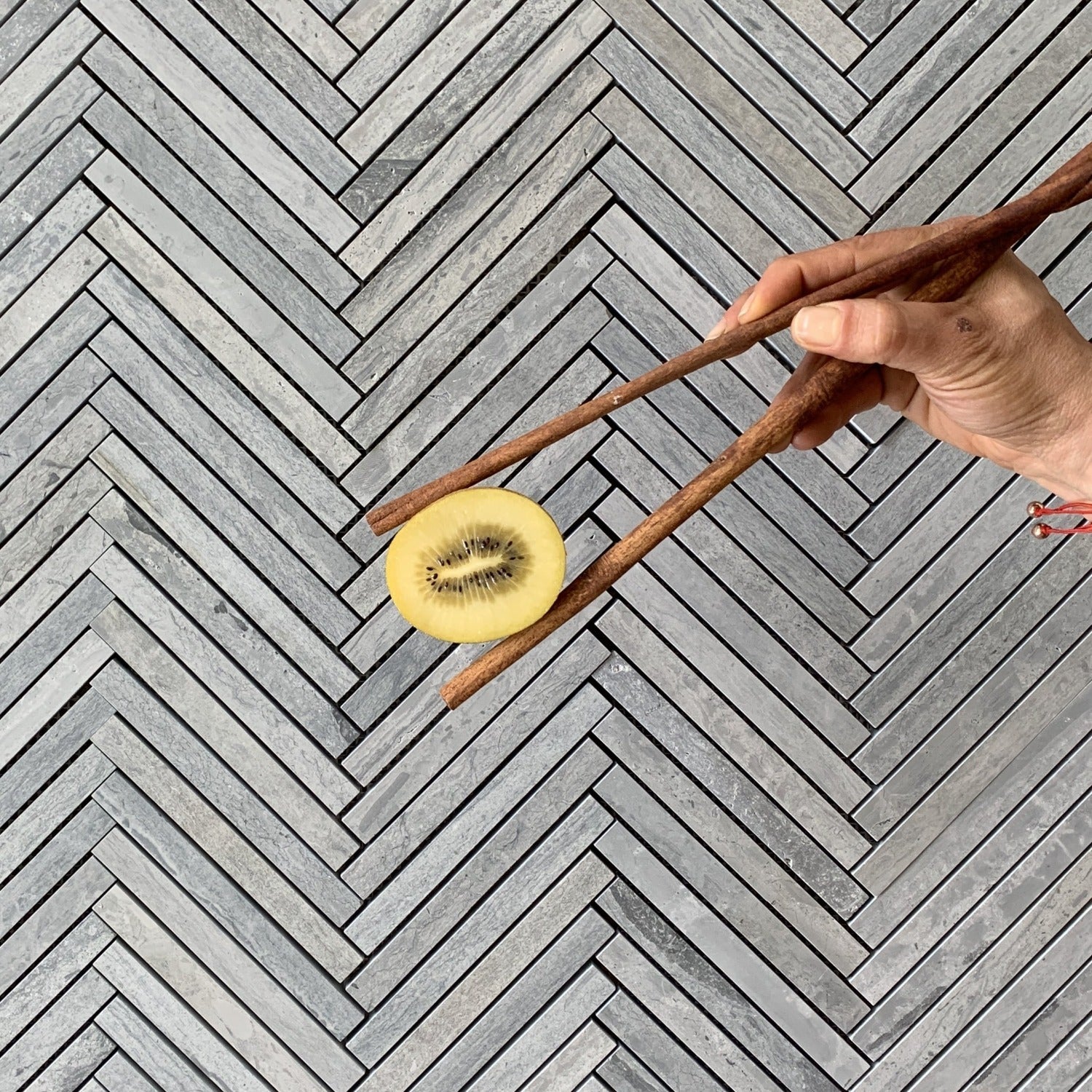 Gray Herringbone Mosaic Honed Marble 5/8x6''Chip I VanitySale