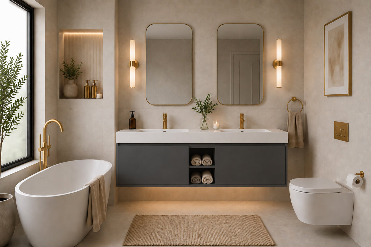 Gala Bathroom Cabinet - Dark Gray 60"