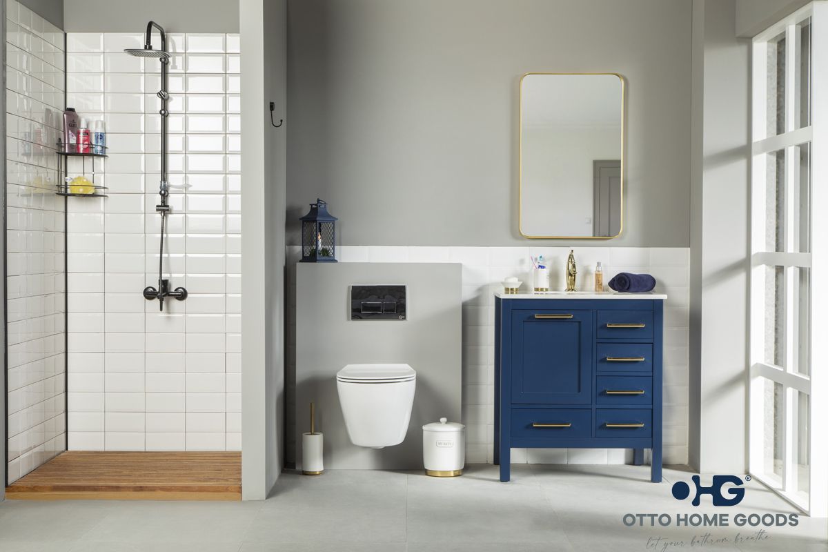 Ashley Bathroom Cabinet - Navy Blue 30"