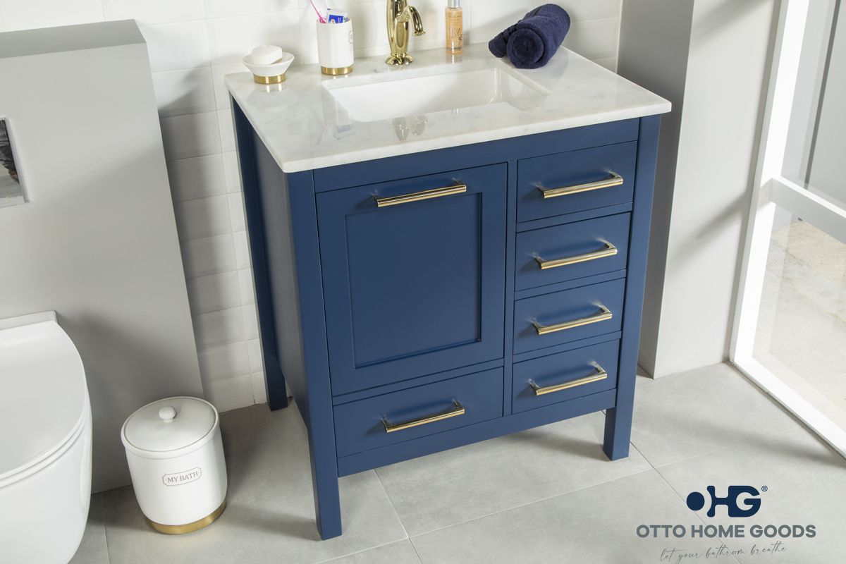 Ashley Bathroom Cabinet - Navy Blue 30" - 2