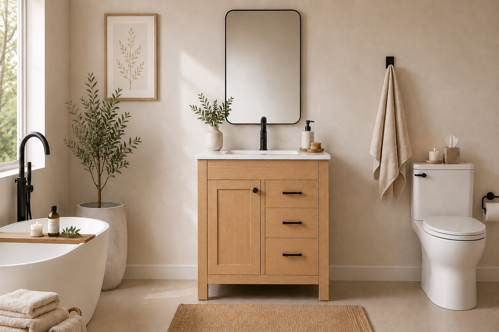 Aria Bathroom Cabinet - Natural Oak 30"