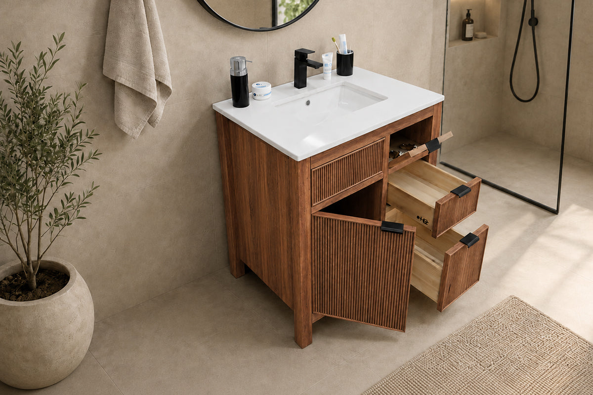 Catalina Bathroom Cabinet - Walnut 30" - 3