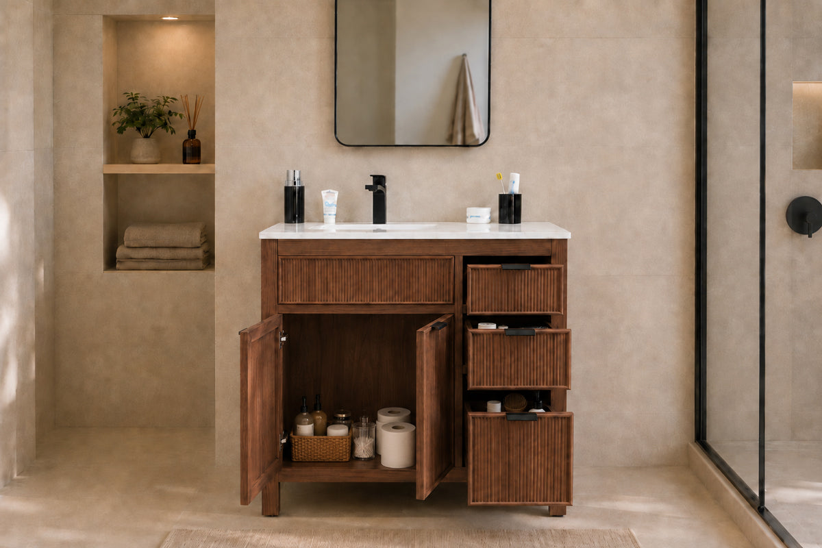 Catalina Bathroom Cabinet - Walnut 36" - 3