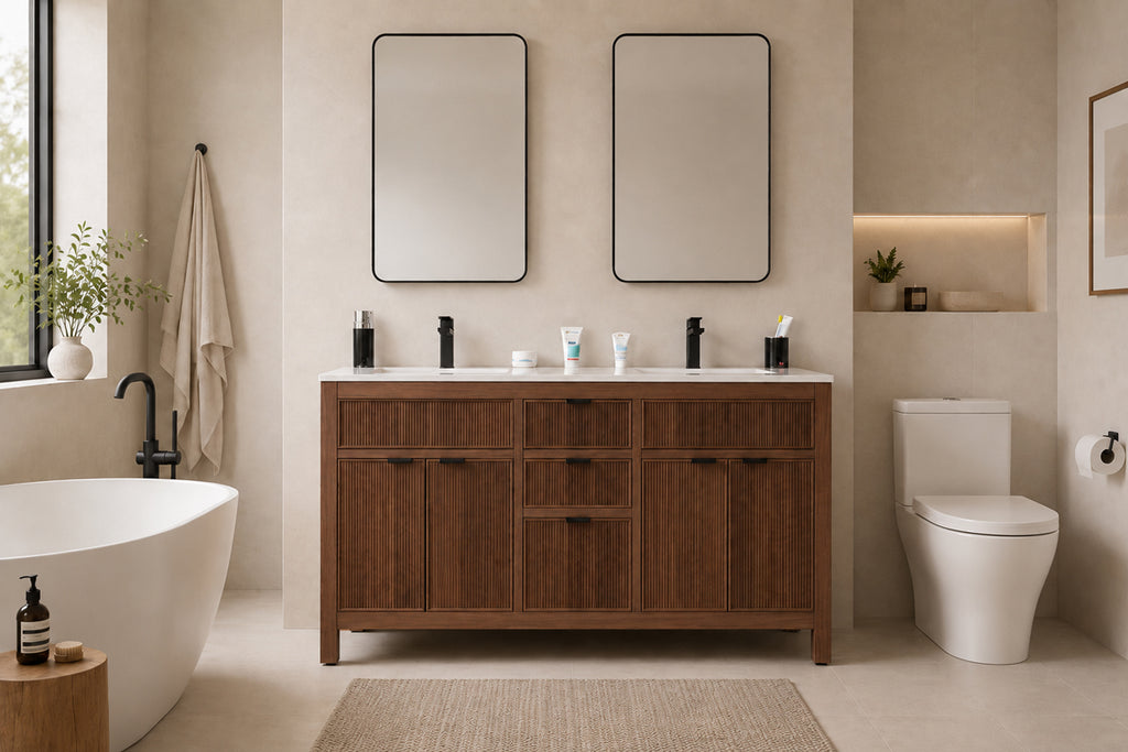 Catalina Bathroom Cabinet - Walnut 60"