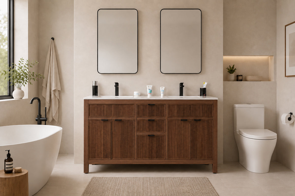 Catalina Bathroom Cabinet - Walnut 60"