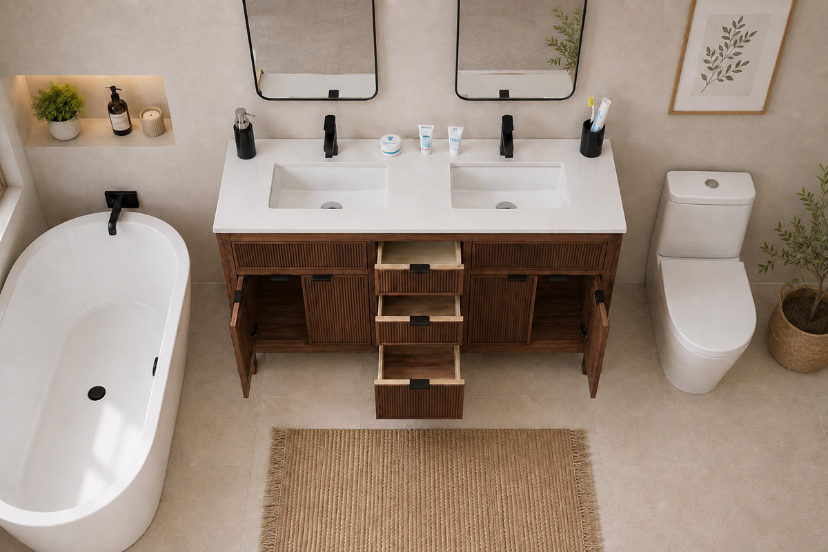 Catalina Bathroom Cabinet - Walnut 60" - 2