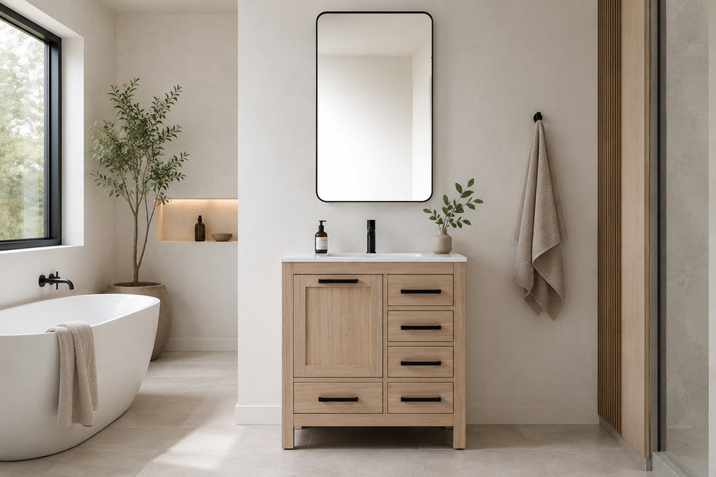 Ashley Bathroom Cabinet - Natural Oak 30"