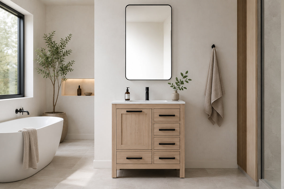 Ashley Bathroom Cabinet - Natural Oak 30"