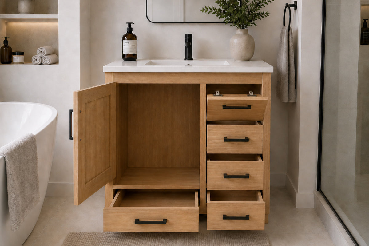 Ashley Bathroom Cabinet - Natural Oak 30" - 4