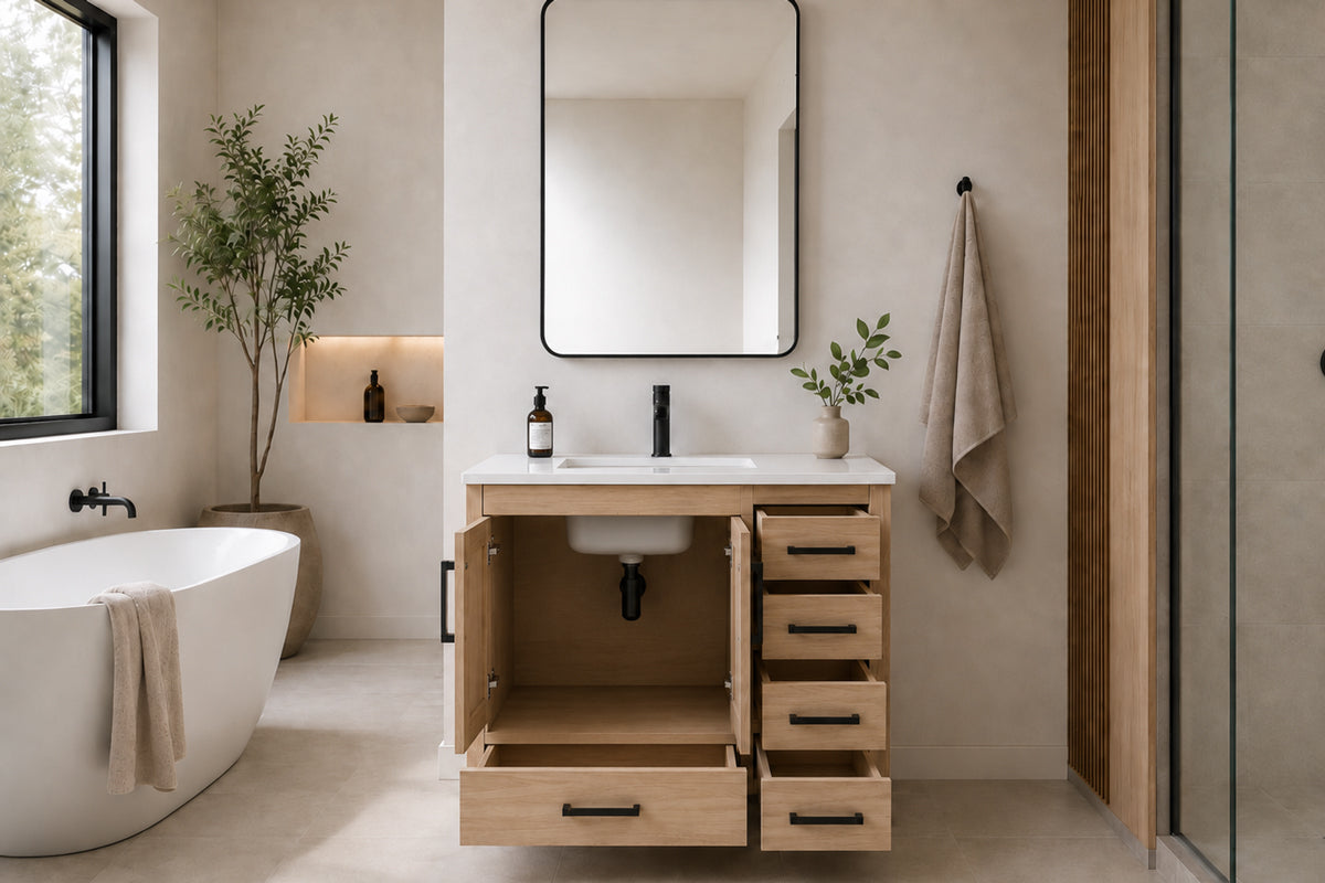 Ashley Bathroom Cabinet - Natural Oak 36" - 5