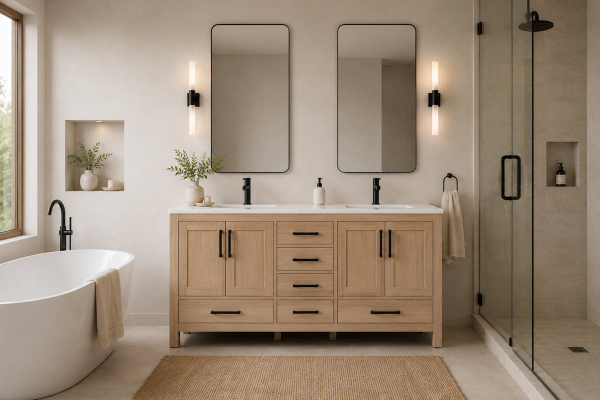 Ashley Bathroom Cabinet - Natural Oak 60"