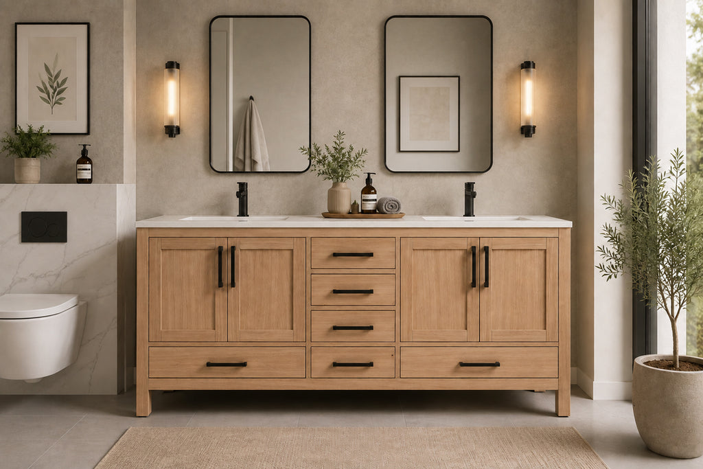 Ashley Bathroom Cabinet - Natural Oak 72"