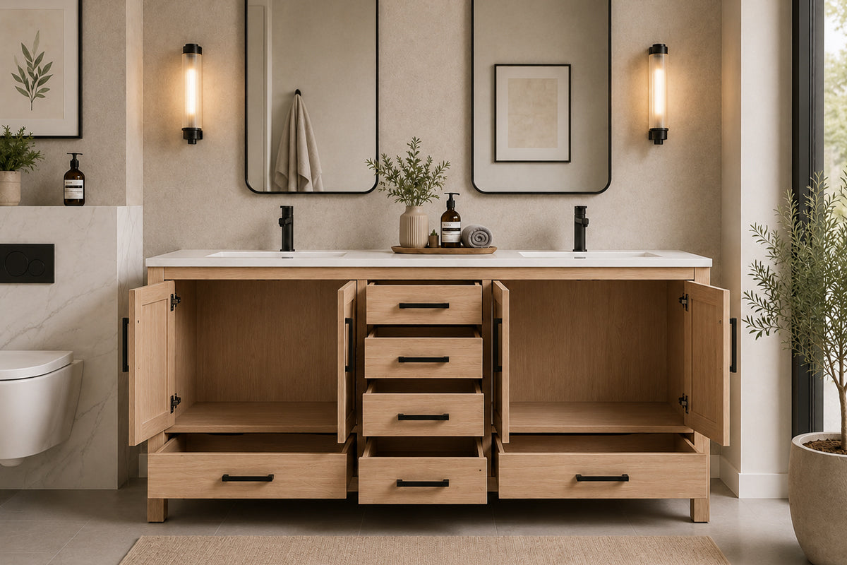 Ashley Bathroom Cabinet - Natural Oak 72" - 5
