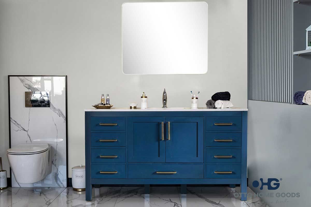 Ashley Bathroom Cabinet - Navy Blue 60" Single