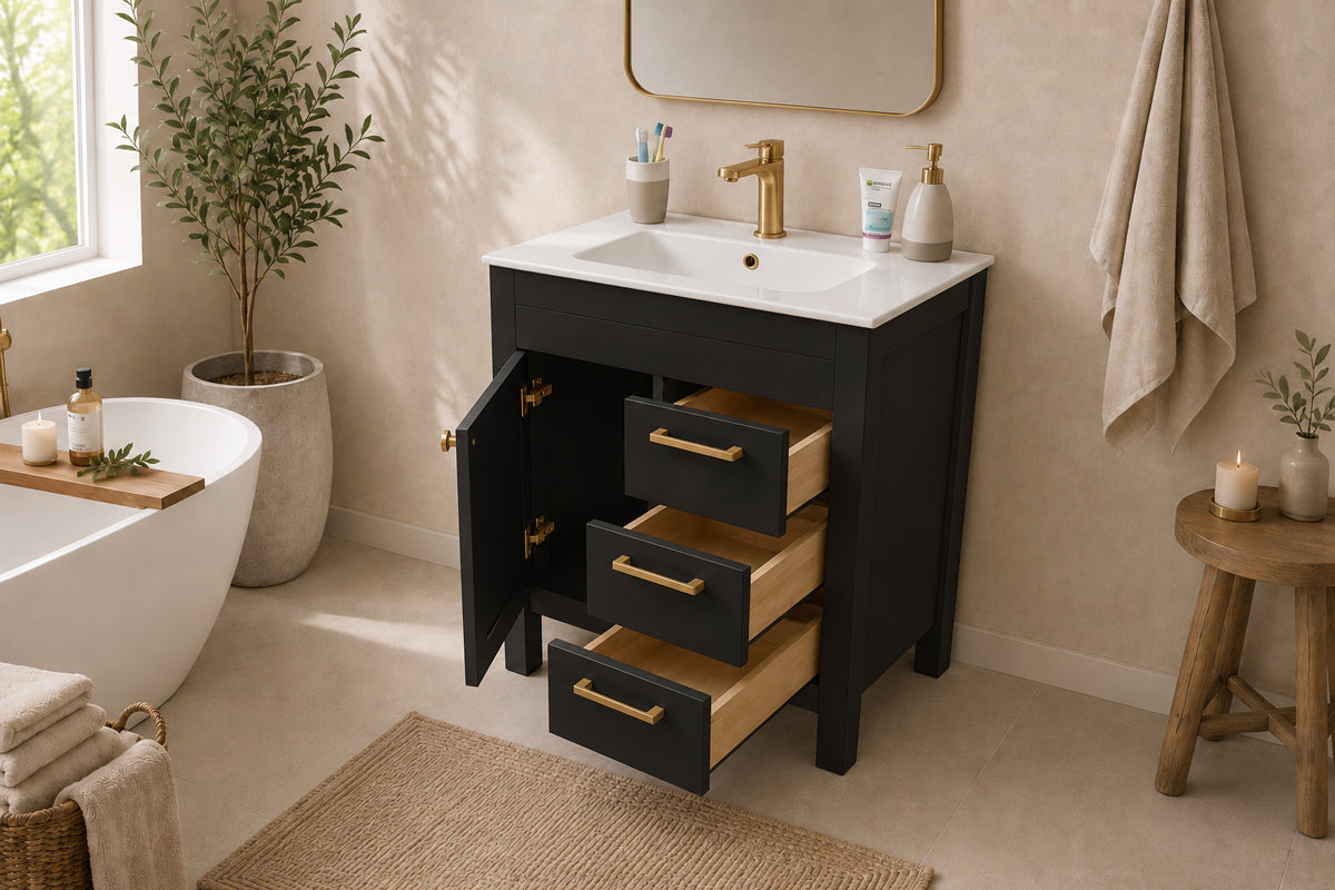 Aria Bathroom Cabinet - Black 30" - 2
