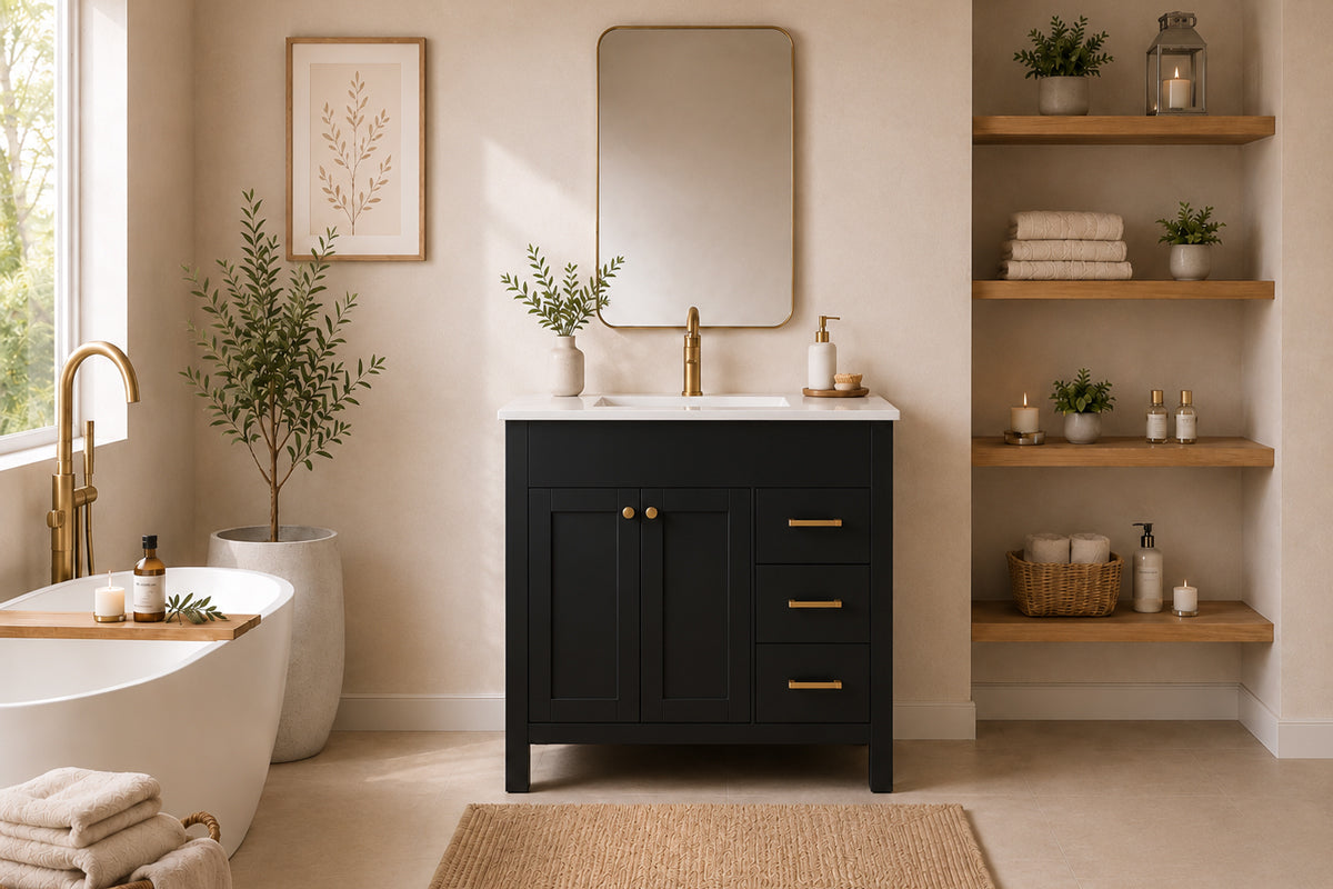 Aria Bathroom Cabinet - Black 36"