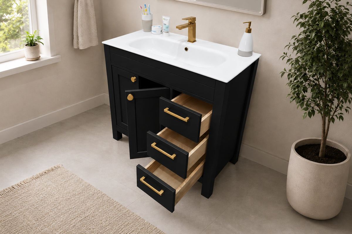 Aria Bathroom Cabinet - Black 36" - 2