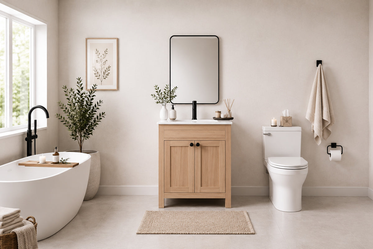 Aria Bathroom Cabinet - Natural Oak 24"