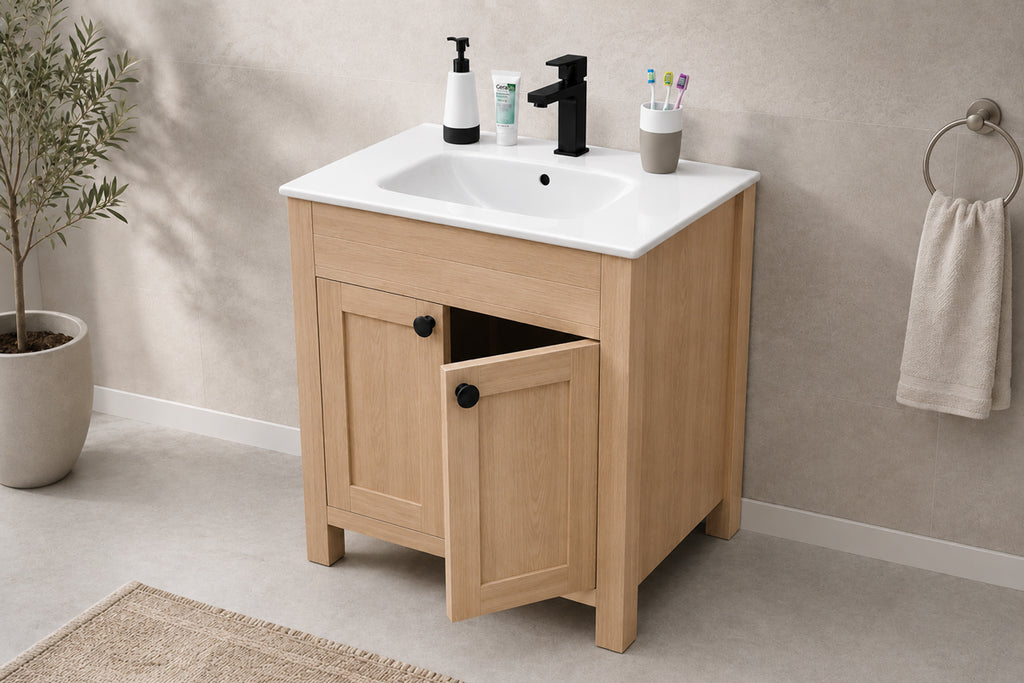 Aria Bathroom Cabinet - Natural Oak 24" - 2