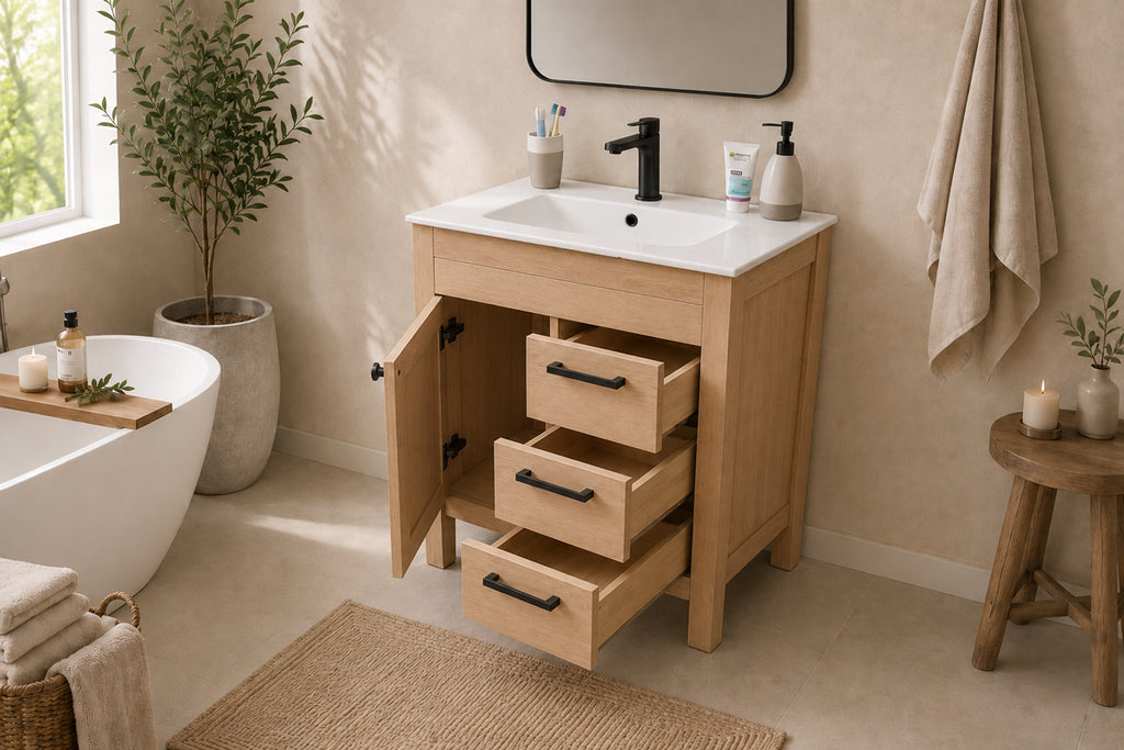 Aria Bathroom Cabinet - Natural Oak 30" - 2