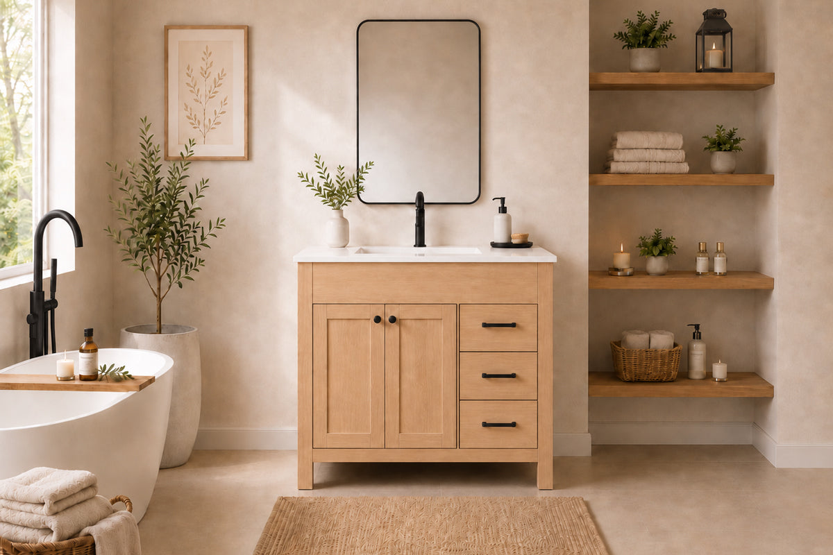 Aria Bathroom Cabinet - Natural Oak 36"