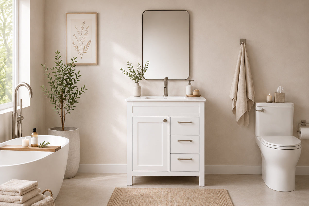 Aria Bathroom Cabinet - White 30"