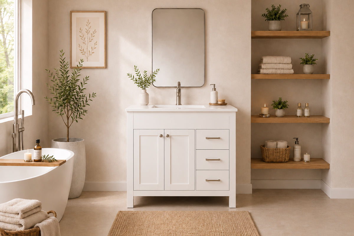 Aria Bathroom Cabinet - White 36"