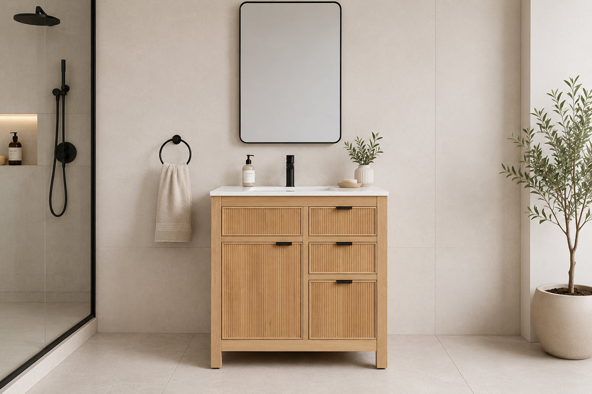 Catalina Bathroom Cabinet - Natural Oak 30"