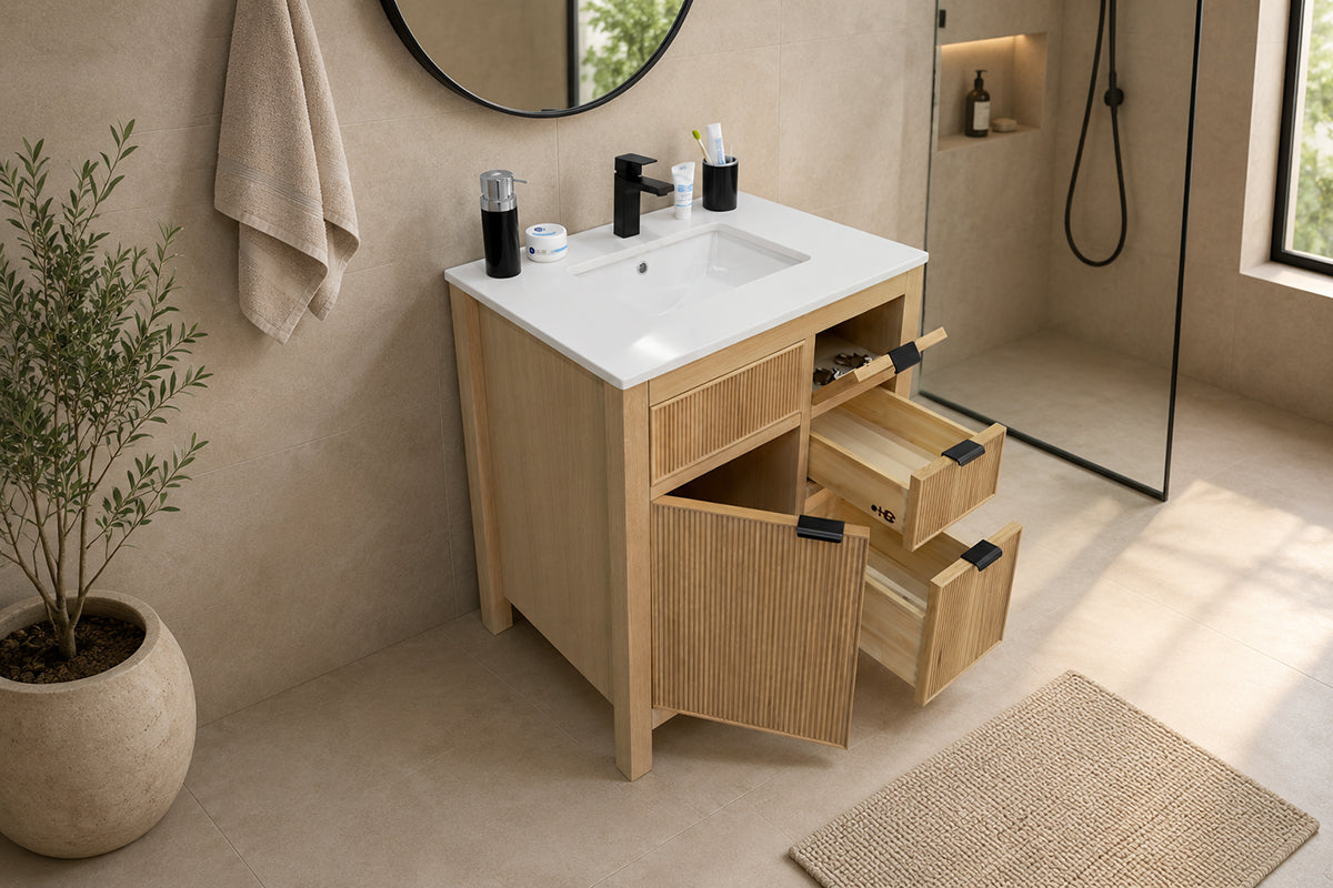 Catalina Bathroom Cabinet - Natural Oak 30" - 3