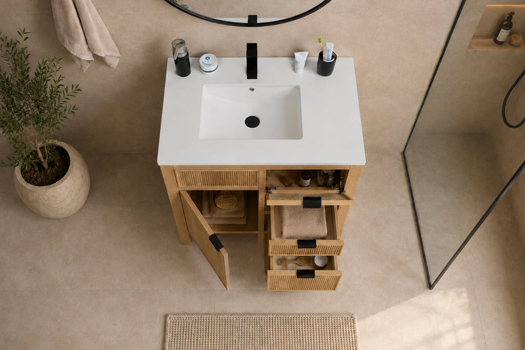 Catalina Bathroom Cabinet - Natural Oak 30" - 4