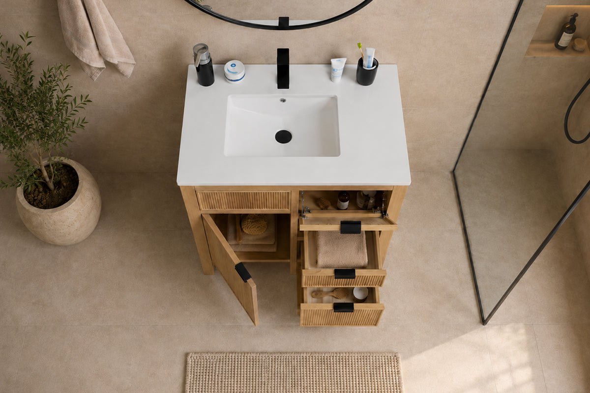 Catalina Bathroom Cabinet - Natural Oak 30" - 4