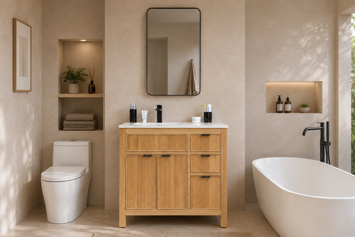 Catalina Bathroom Cabinet - Natural Oak 36"