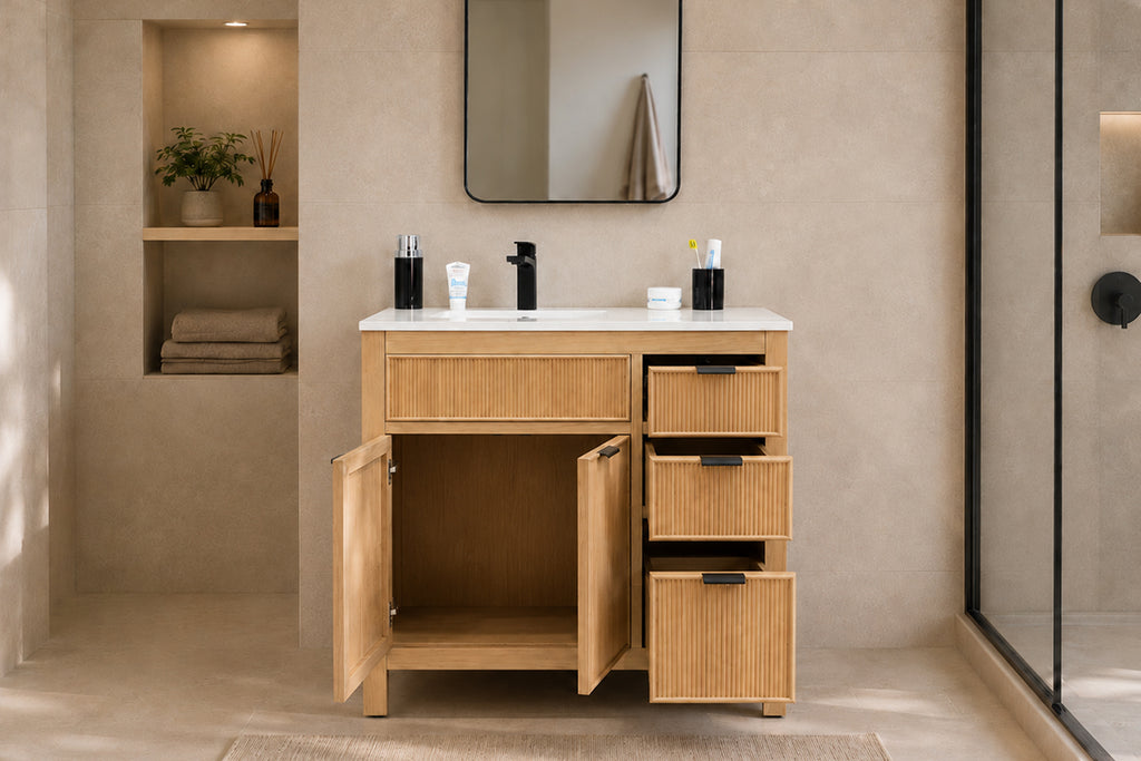 Catalina Bathroom Cabinet - Natural Oak 36" - 2