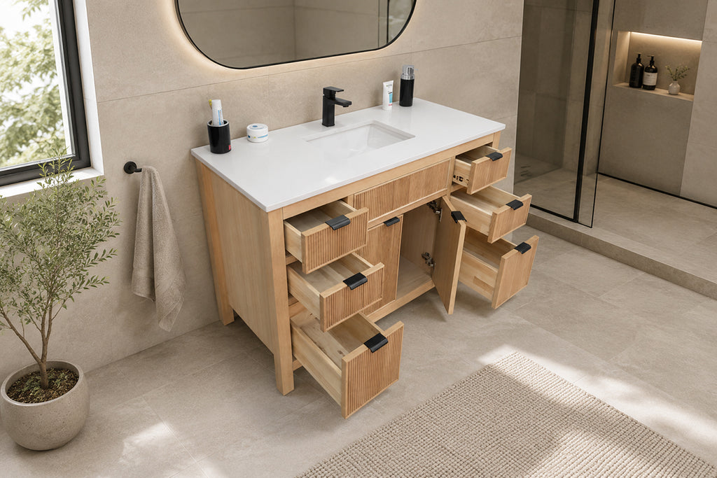 Catalina Bathroom Cabinet - Natural Oak 48" - 2