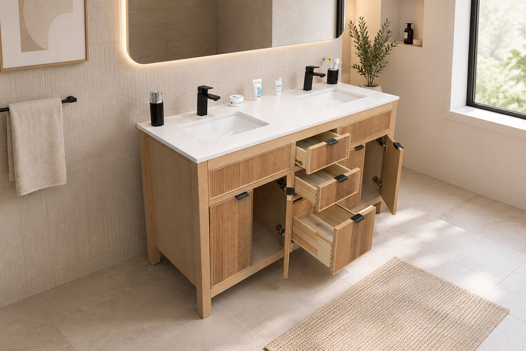Catalina Bathroom Cabinet - Natural Oak 60" - 3
