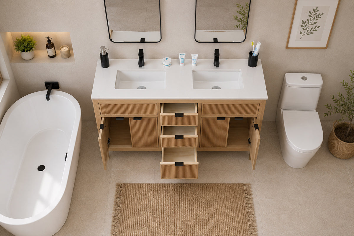 Catalina Bathroom Cabinet - Natural Oak 60" - 2