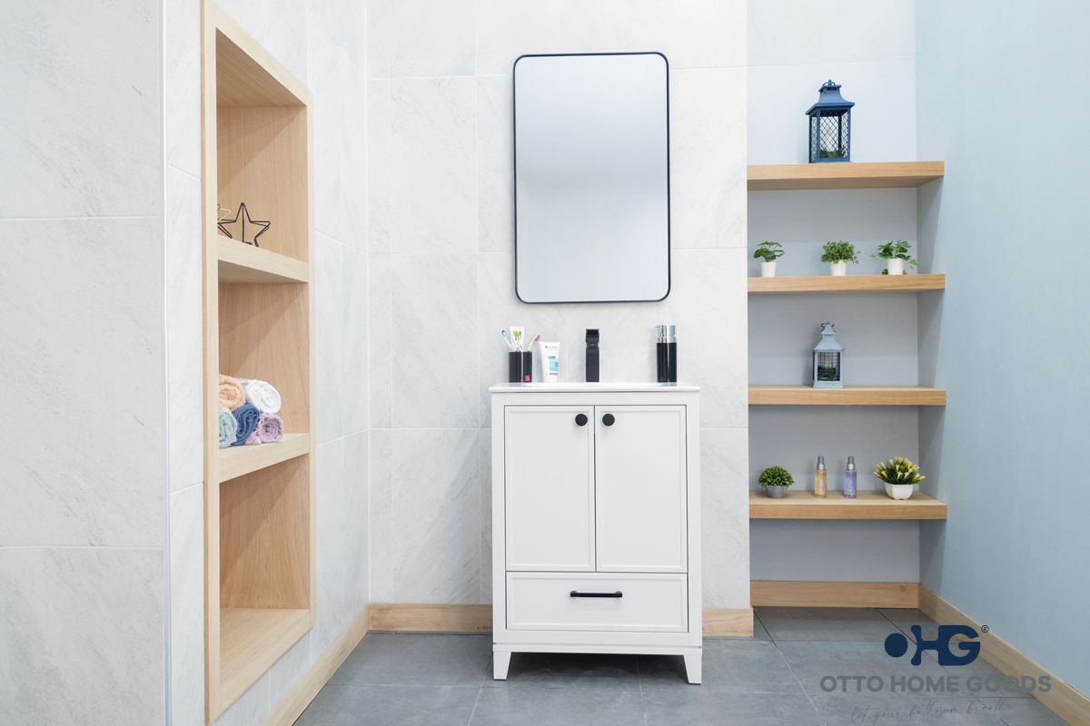 Frame Bathroom Cabinet - White 24"