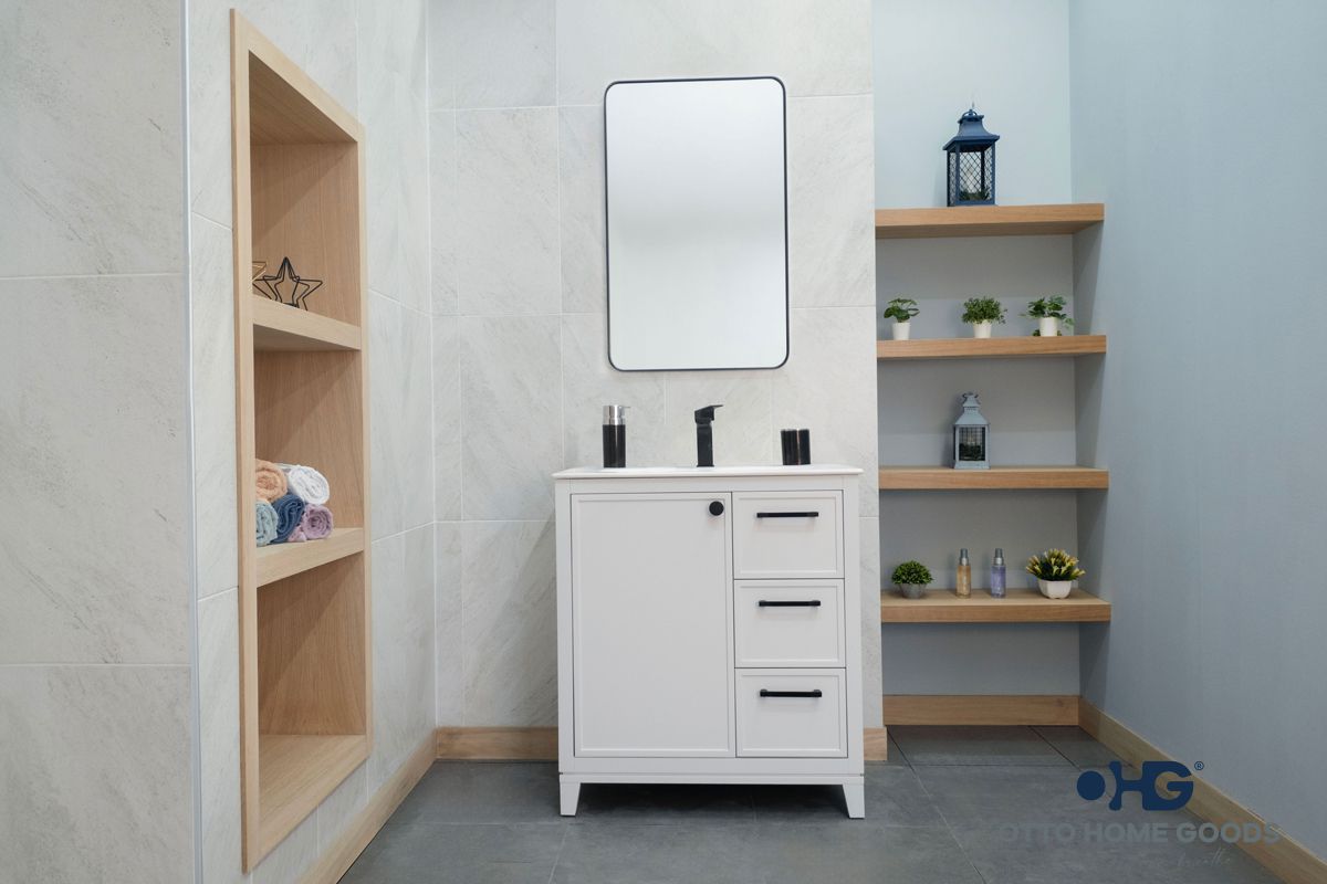 Frame Bathroom Cabinet - White 30"