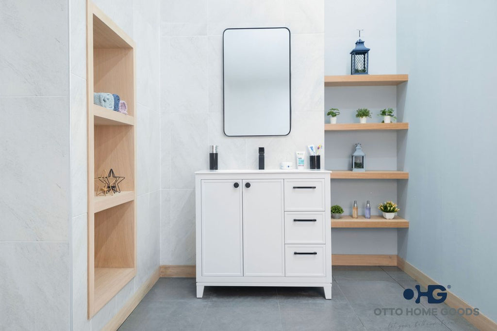 Frame Bathroom Cabinet - White 36"