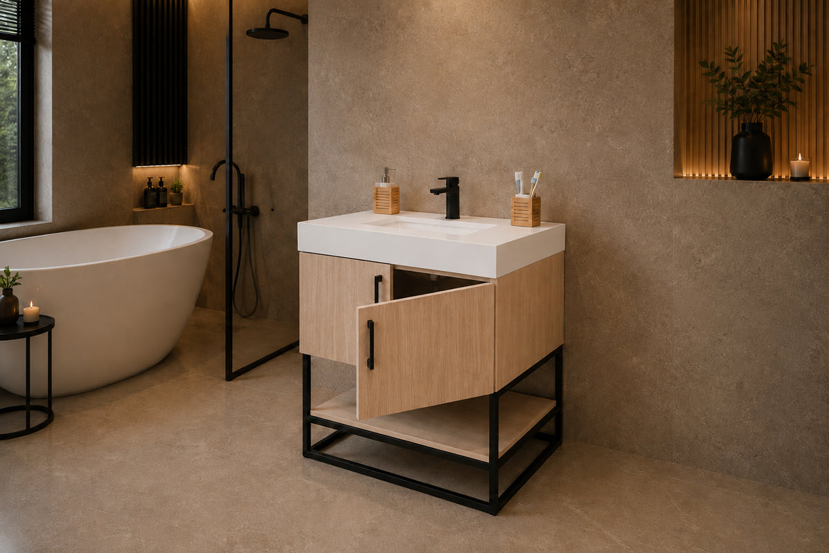 Solana Bathroom Cabinet - Natural Oak 30" - 2