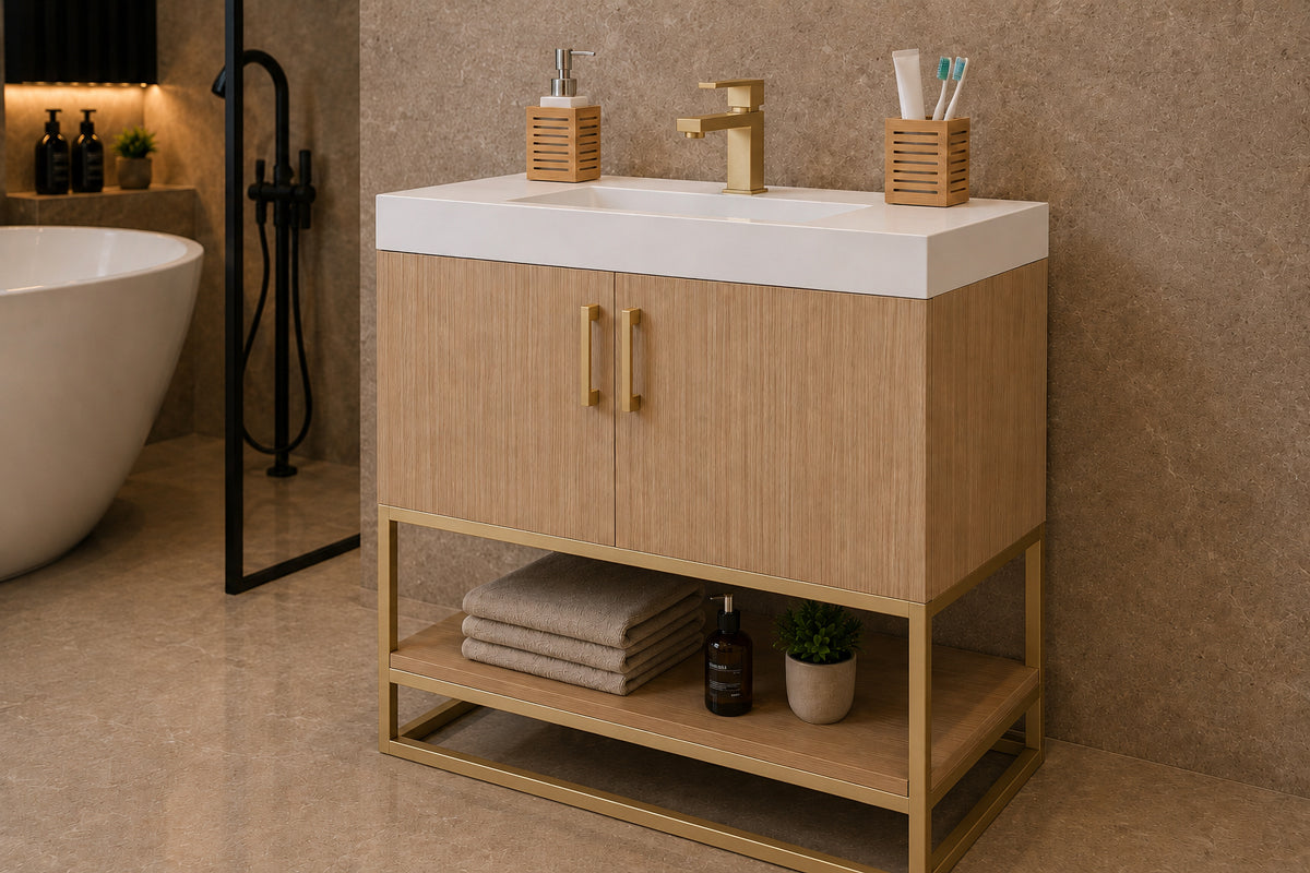 Solana Bathroom Cabinet - Natural Oak 30" - 6