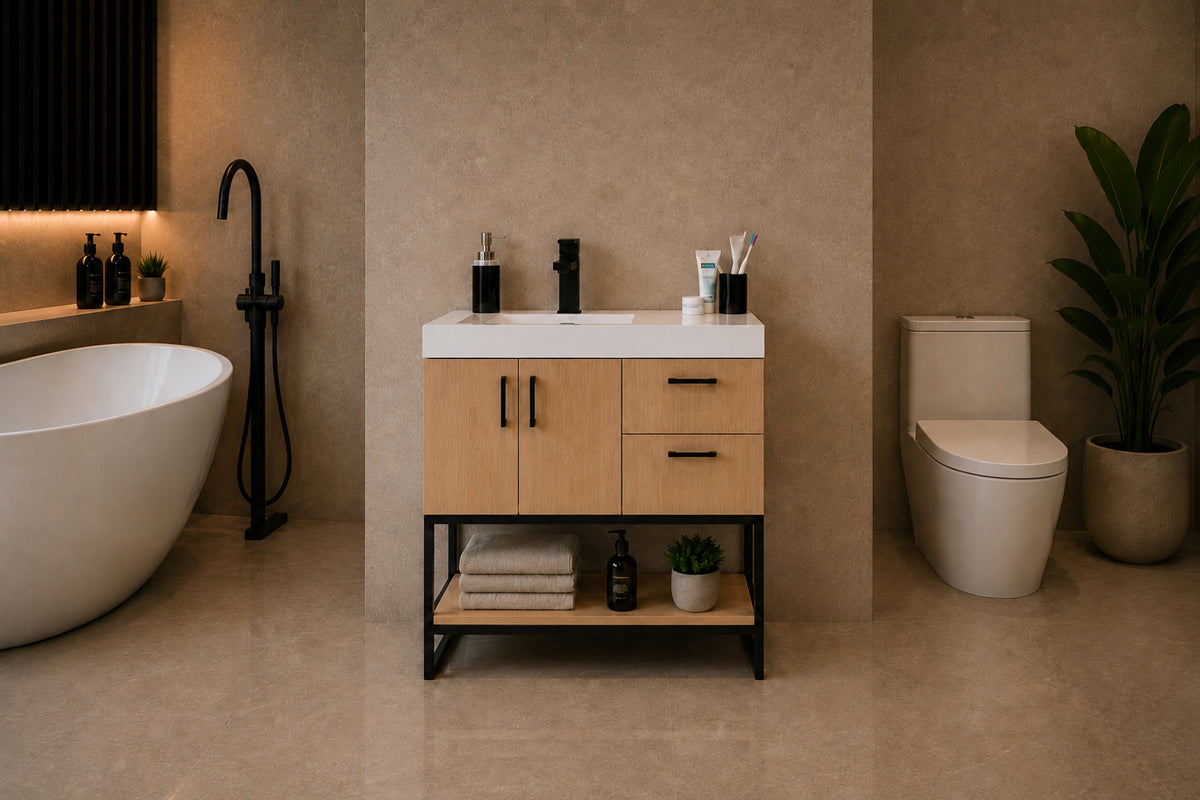 Solana Bathroom Cabinet - Natural Oak 36"