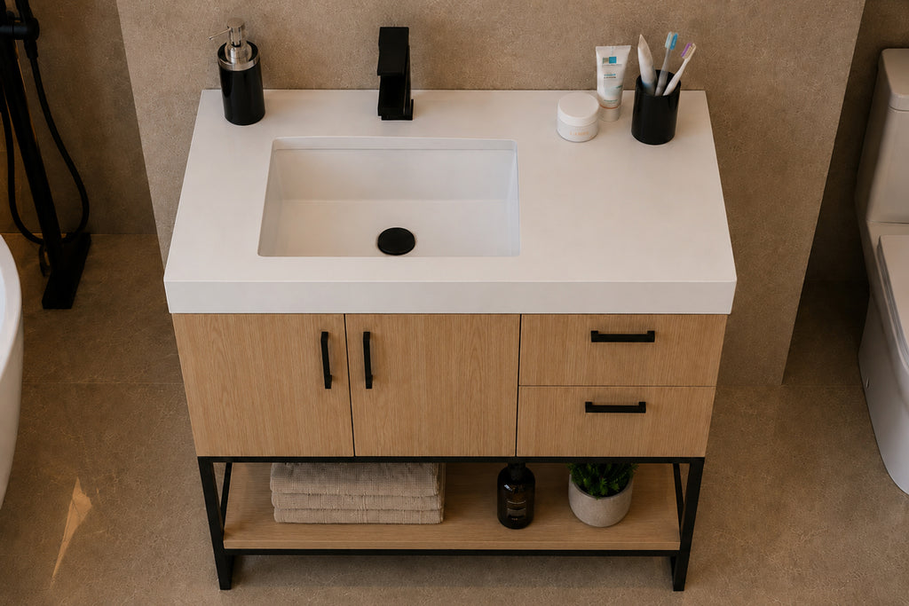 Solana Bathroom Cabinet - Natural Oak 36" - 2
