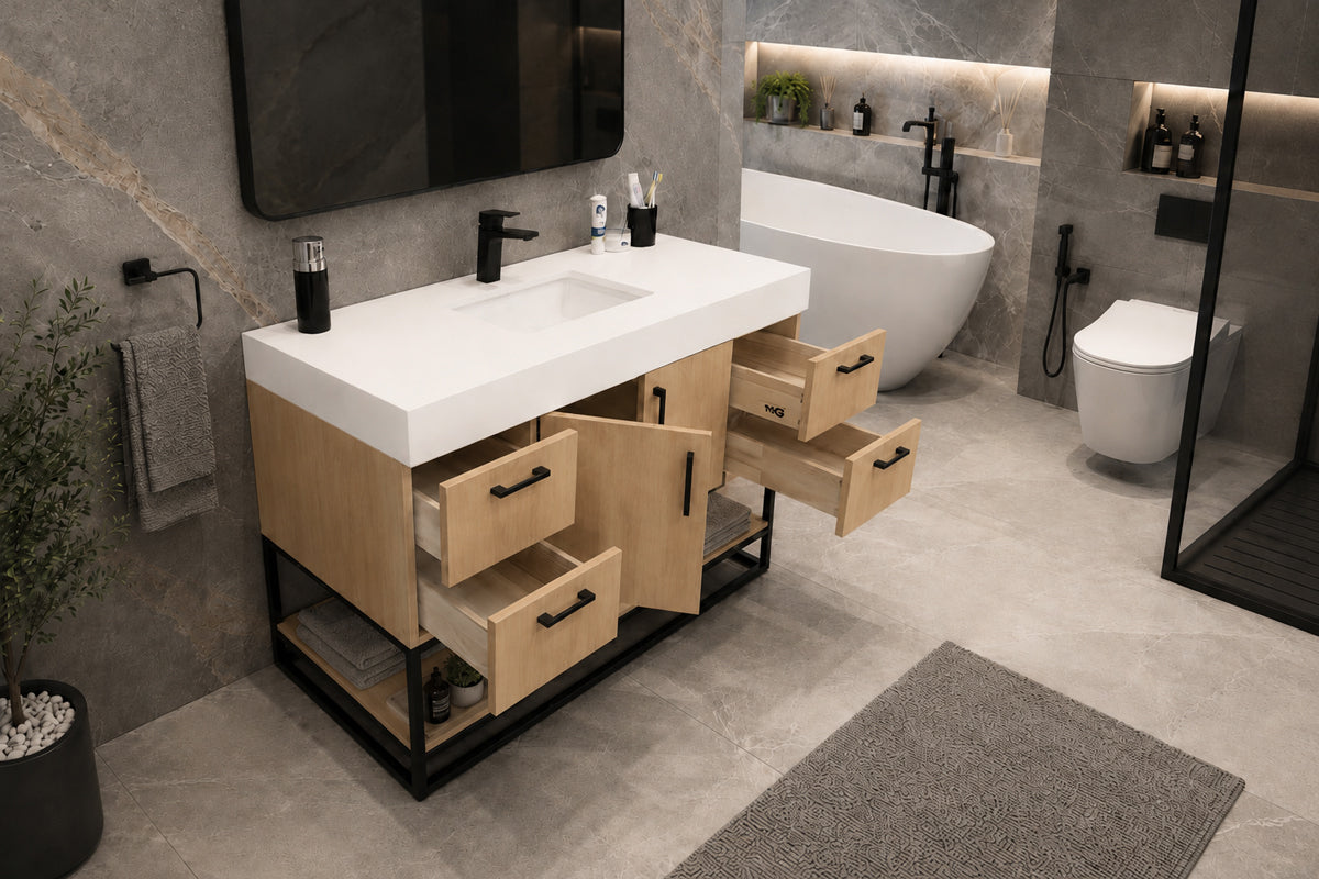 Solana Bathroom Cabinet - Natural Oak 48" - 2