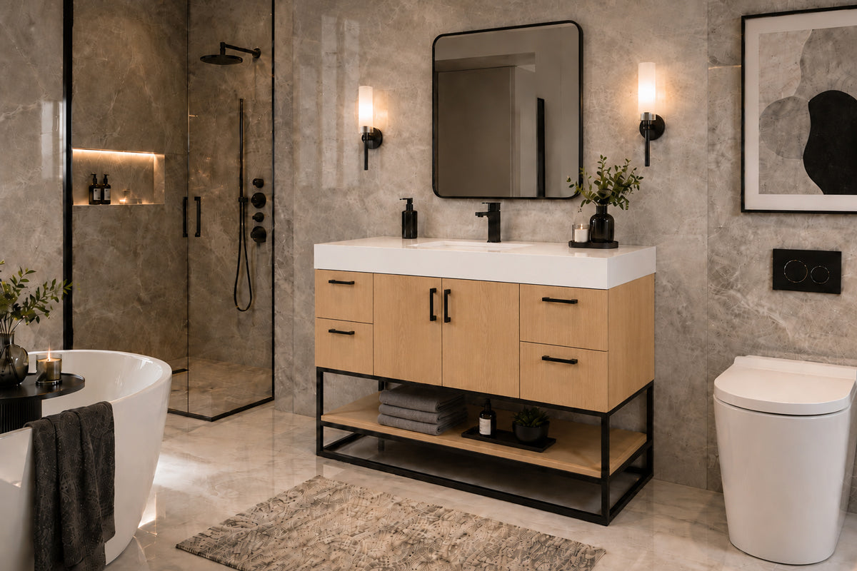 Solana Bathroom Cabinet - Natural Oak 48" - 5