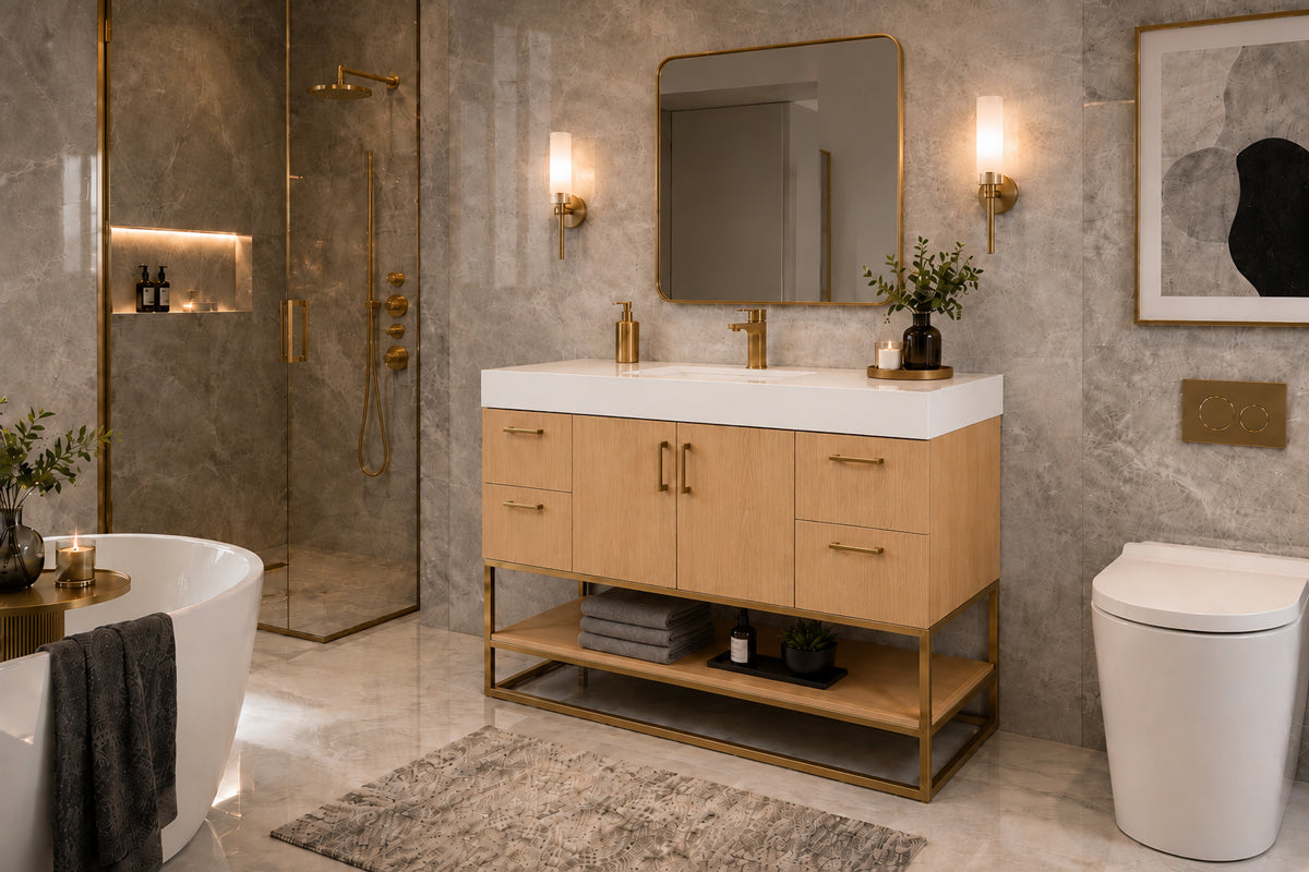 Solana Bathroom Cabinet - Natural Oak 48" - 7