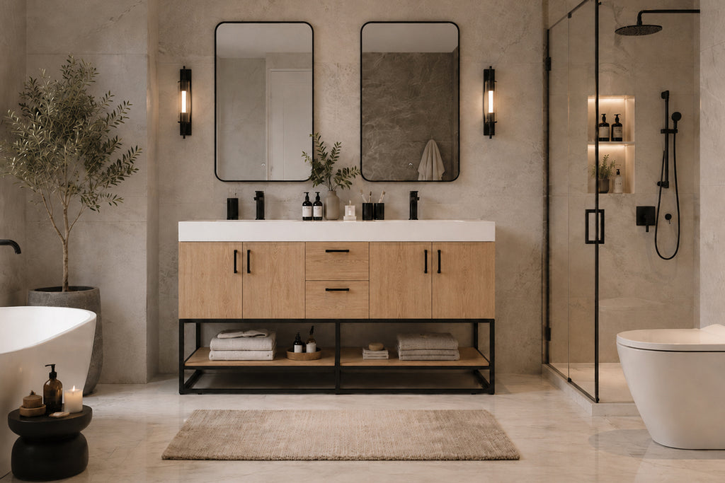 Solana Bathroom Cabinet - Natural Oak 60"