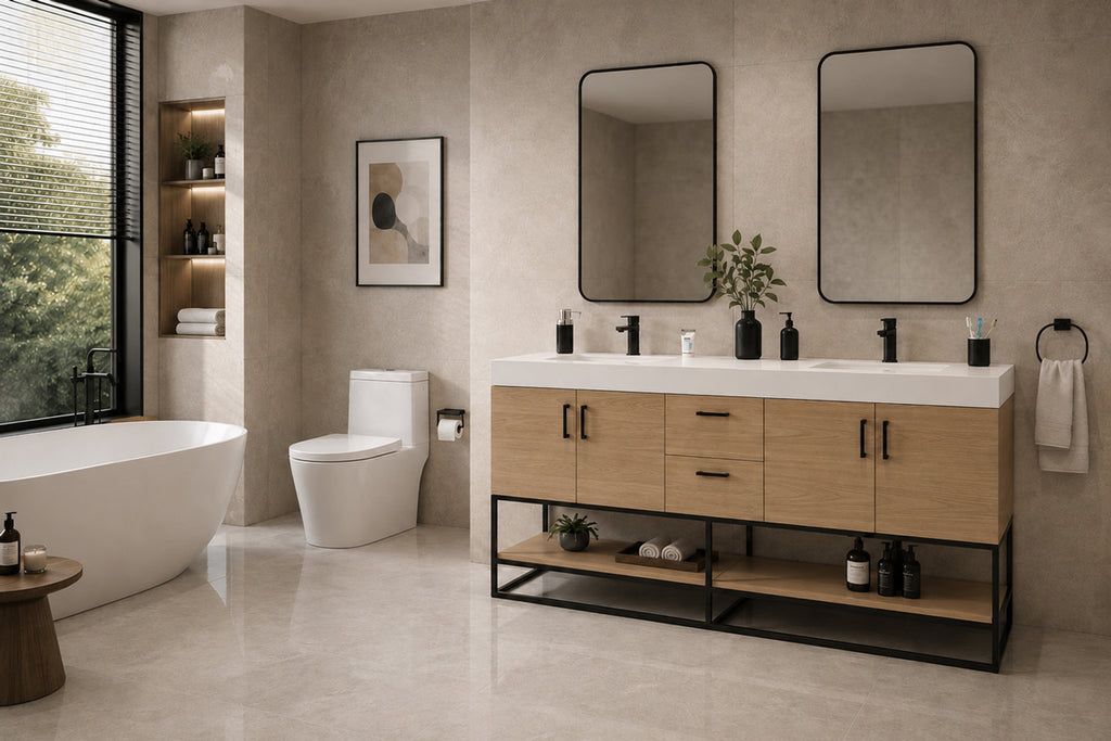 Solana Bathroom Cabinet - Natural Oak 60" - 3